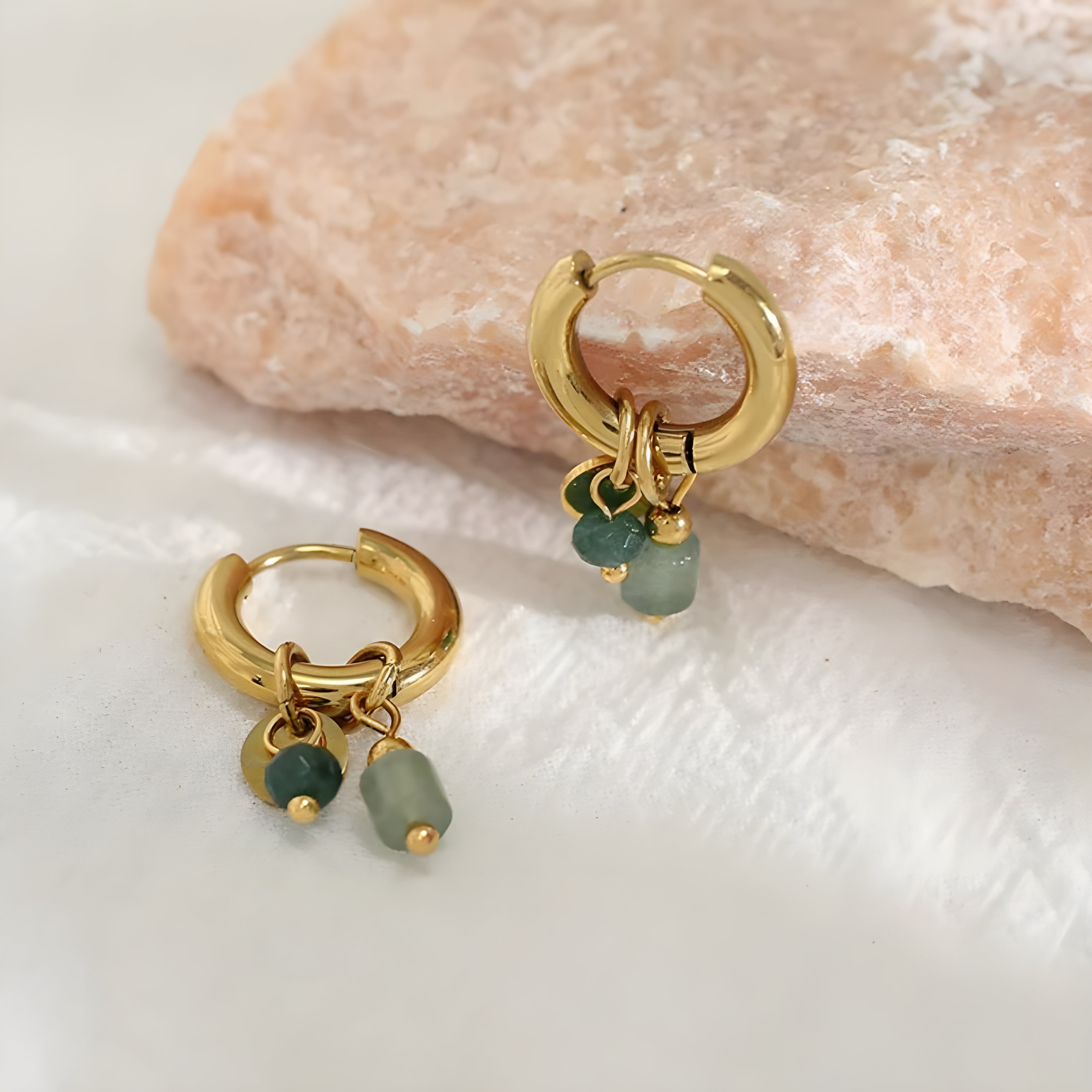 CELESTE AVENTURINE HOOP EARRINGS