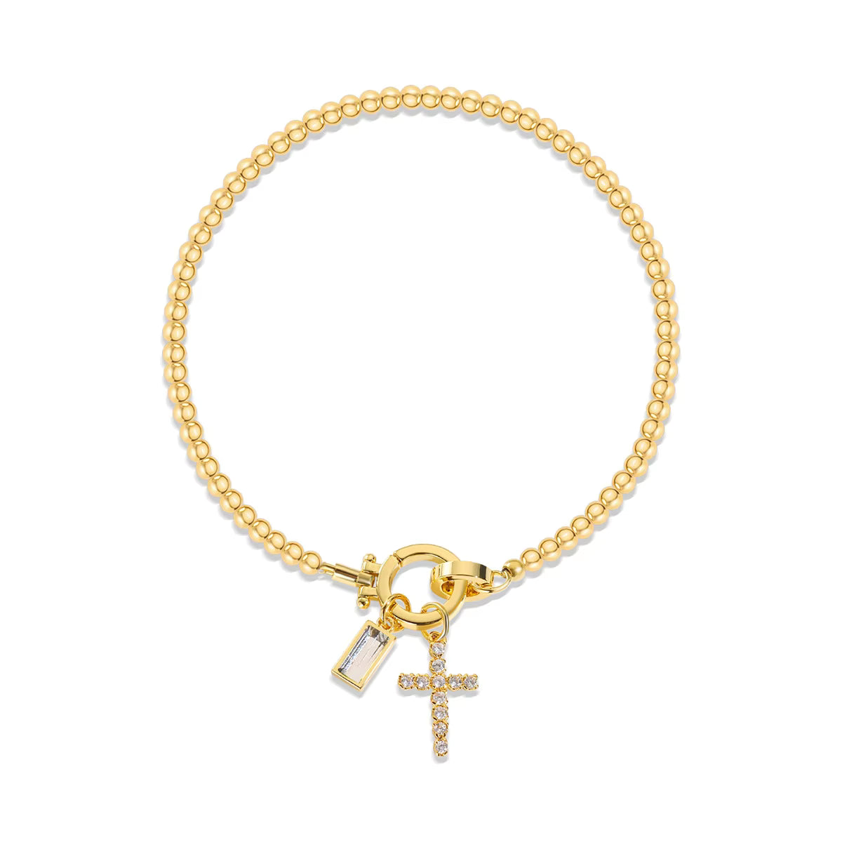 BIRTHSTONE CROSS CHARM BRACELET