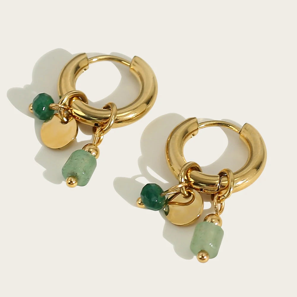 CELESTE AVENTURINE HOOP EARRINGS