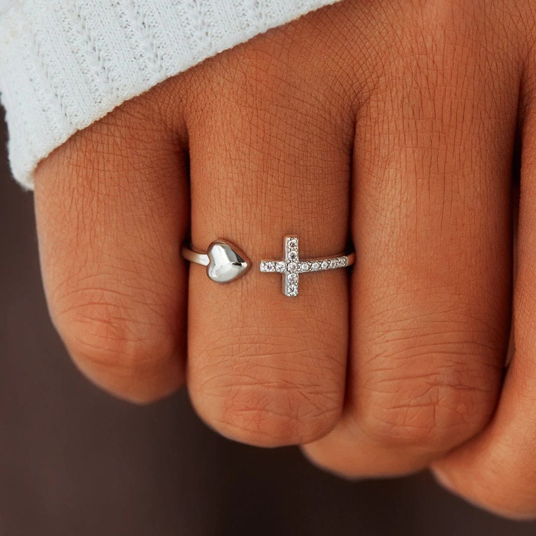 TO MY DAUGHTER - CROSS & HEART RING