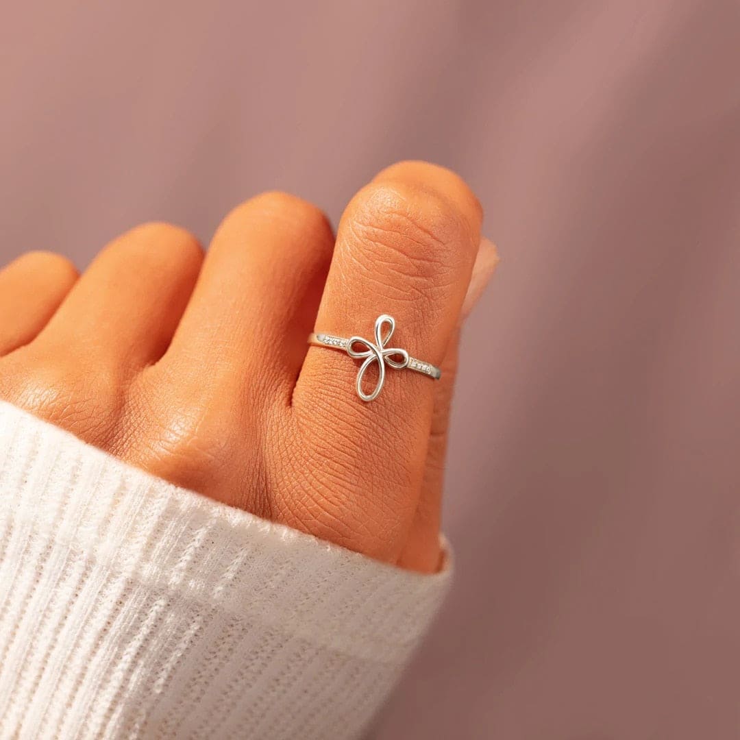 MOTHER & DAUGHTER - HOLLOW CROSS FLOWER RING